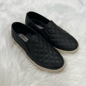 Steve Madden Black Quilted Slip-On Shoes